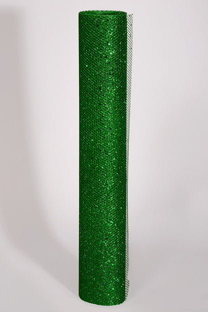 19" X 10Yds Metallic Mesh W/Glitter Green