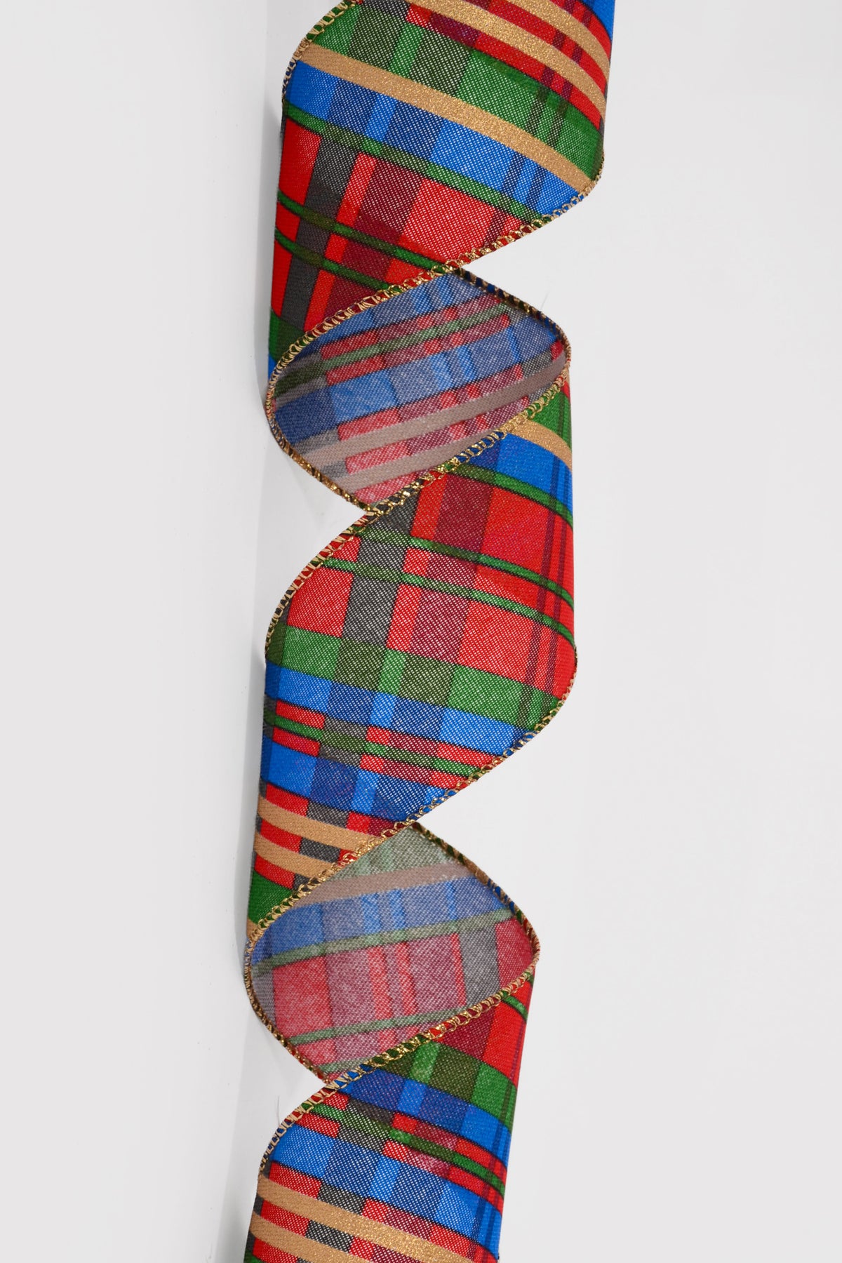 2.5" X 10Yds Wired Conklin Plaid Ribbon Red/Blue/Green/Gold