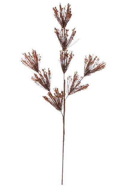 30" Sequin Tip Glitter Pine Spray Copper/Brown