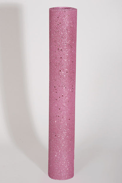 19" X 10Yds Metallic Mesh W/Glitter Pink