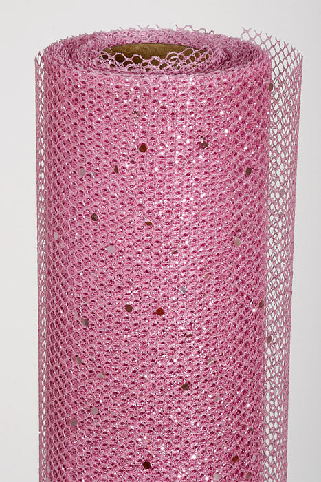 19" X 10Yds Metallic Mesh W/Glitter Pink