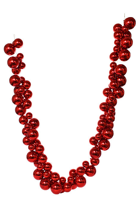 8.6Ft Shiny Ball Garland Red