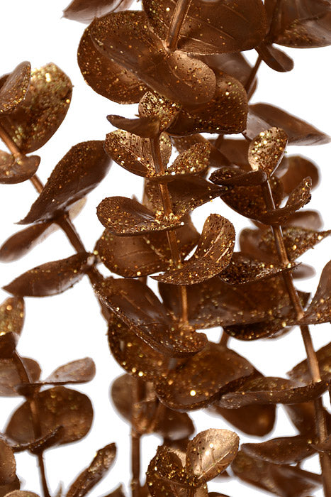 31" Glittered Eucalyptus Spray Antique Gold