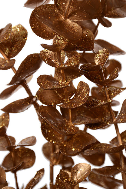 31" Glittered Eucalyptus Spray Antique Gold