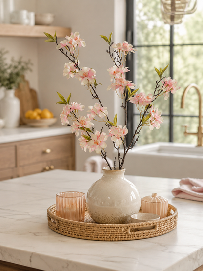 35" Silk Cherry Blossom Spray Light Pink