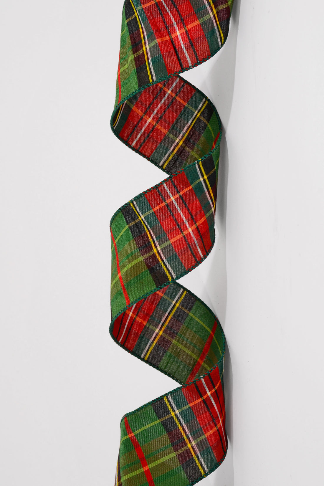 2.5" X 25Y Wired Dupioni Tartan Plaid Emerald/Red/Black/Yellow