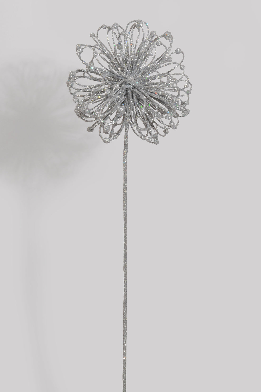 23" Glitter Flower Ball Spray Silver