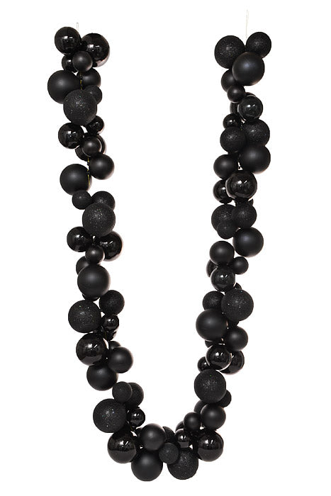 8.6Ft Shiny/Matte/Glitter Ball Garland Black