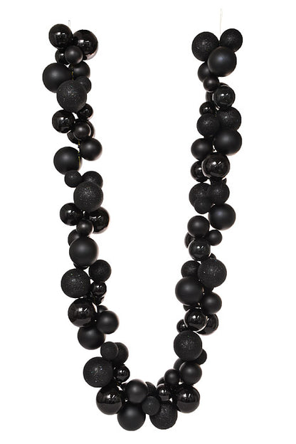 8.6Ft Shiny/Matte/Glitter Ball Garland Black