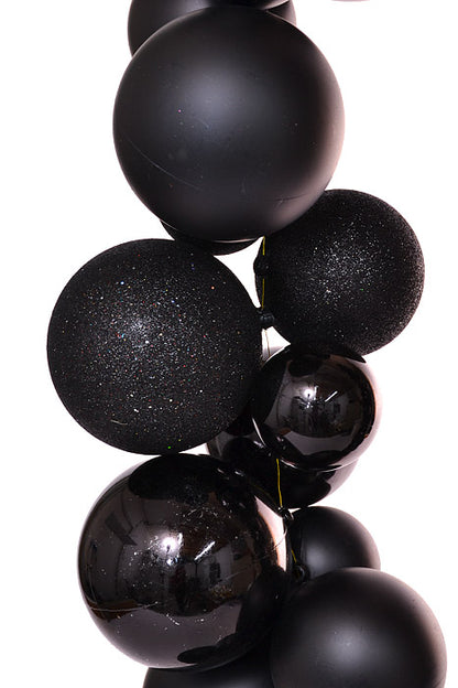 8.6Ft Shiny/Matte/Glitter Ball Garland Black