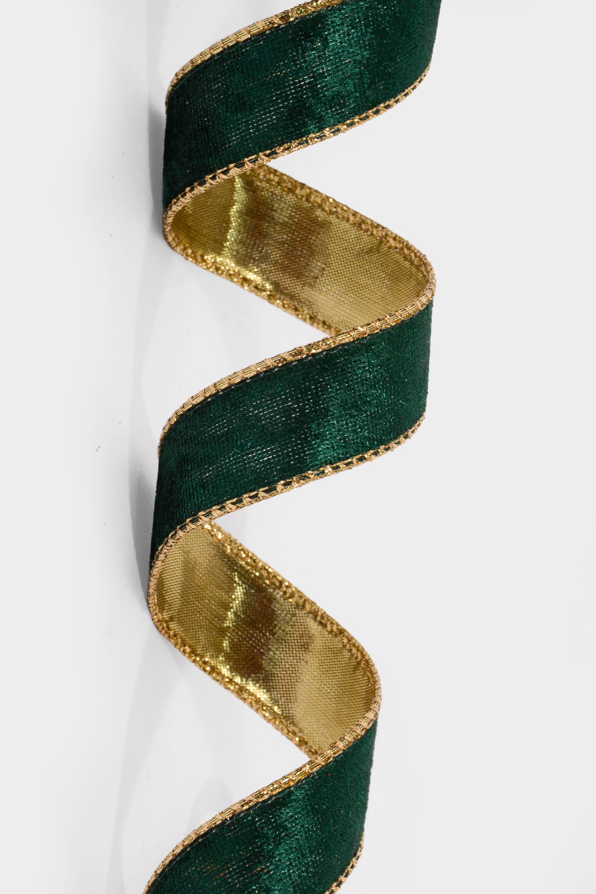 1" X 10Yds Wired Lush Velvet/Gold Metallic Back Ribbon Hunter