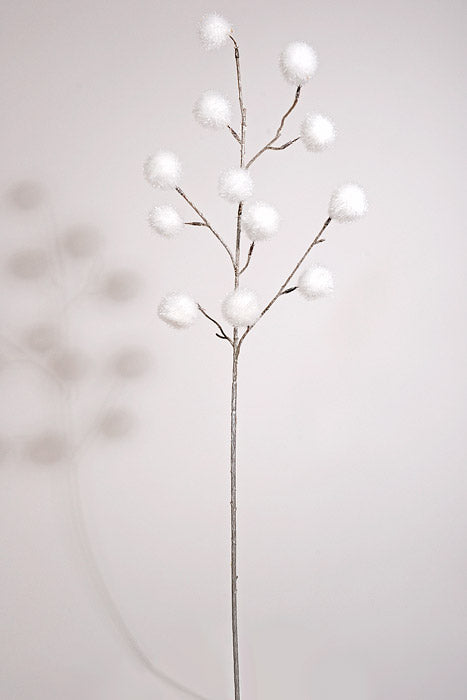 28" Glitter Chestnut Pod Spray White