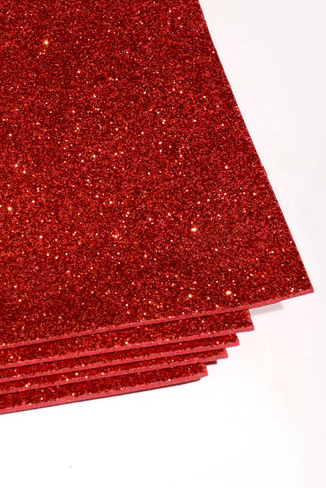 16" X 24" Eva Glitter Foam Large Sheets Red Pkg/5