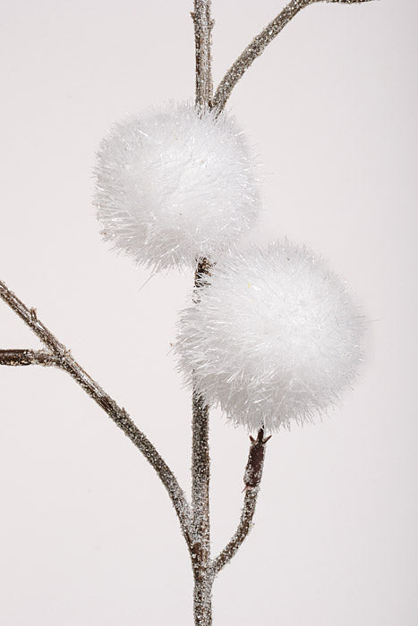 28" Glitter Chestnut Pod Spray White