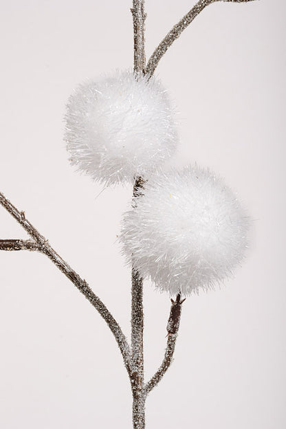 28" Glitter Chestnut Pod Spray White