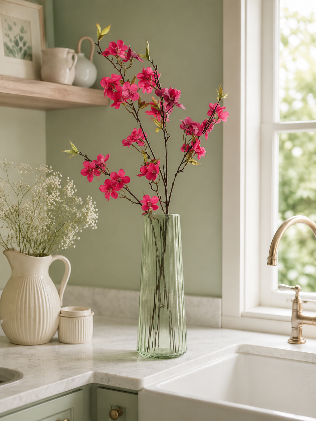 35" Silk Cherry Blossom Spray Beauty