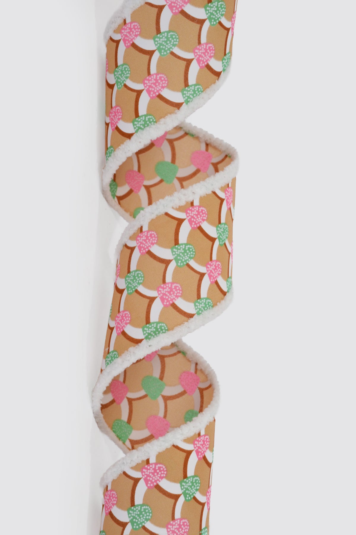 2.5" X 10Yds Wired Pink-Mint Gumdrops White Fuzzy Edge Ribbon
