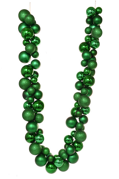 8.6 Ft Shiny/Matte/Glitter Ball Garland Green