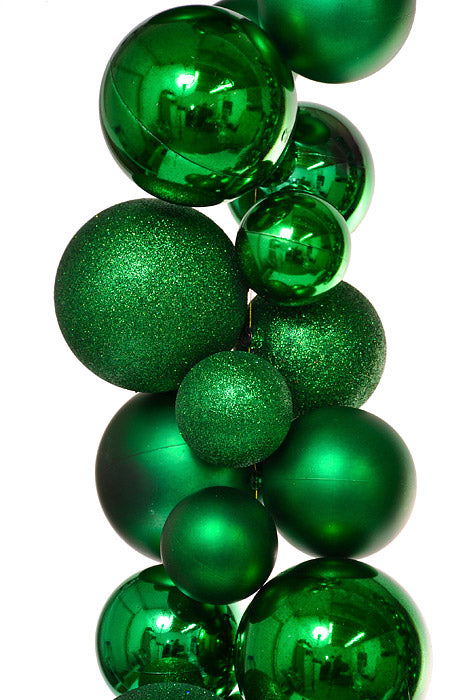 8.6 Ft Shiny/Matte/Glitter Ball Garland Green