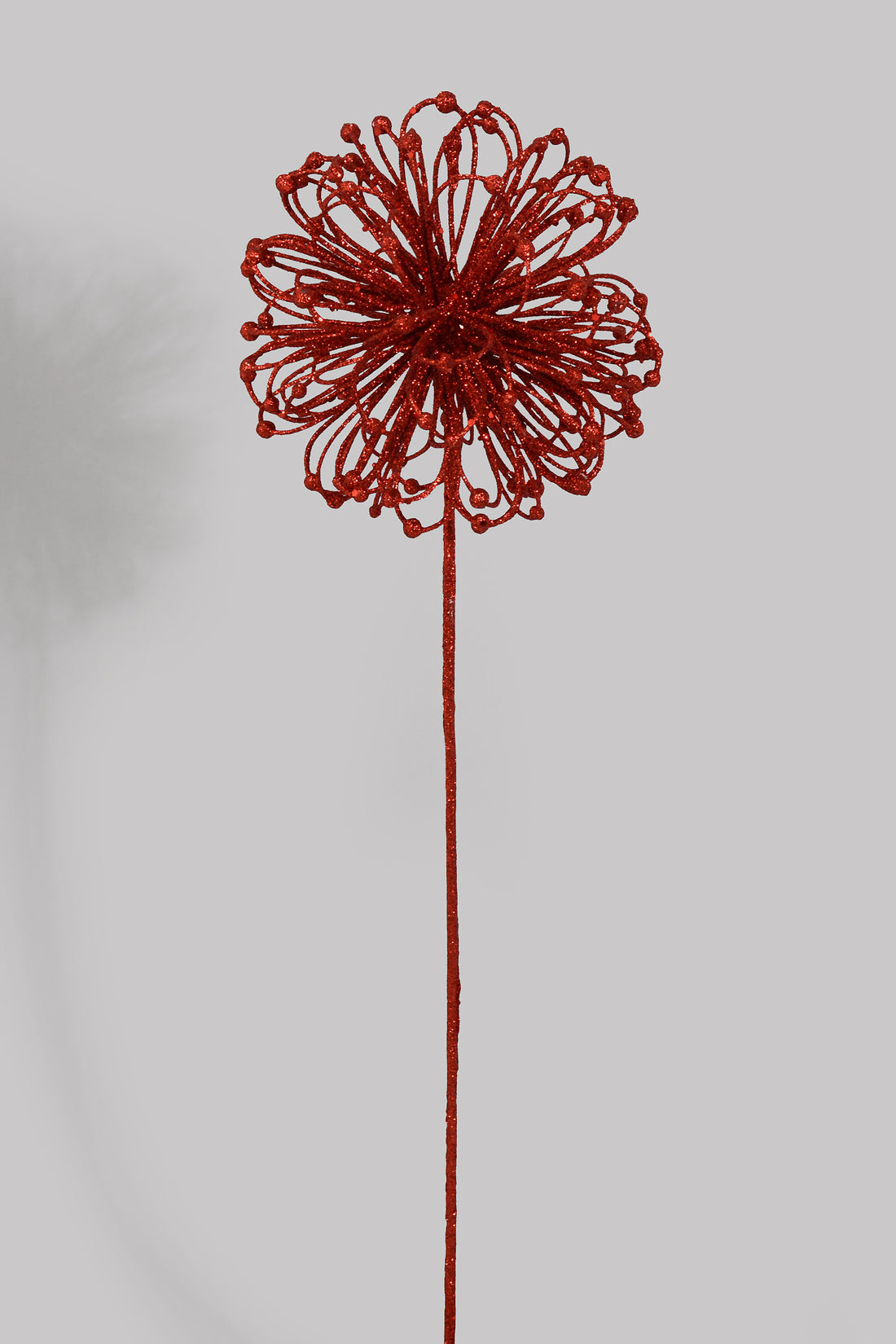 23" Glitter Flower Ball Spray Red