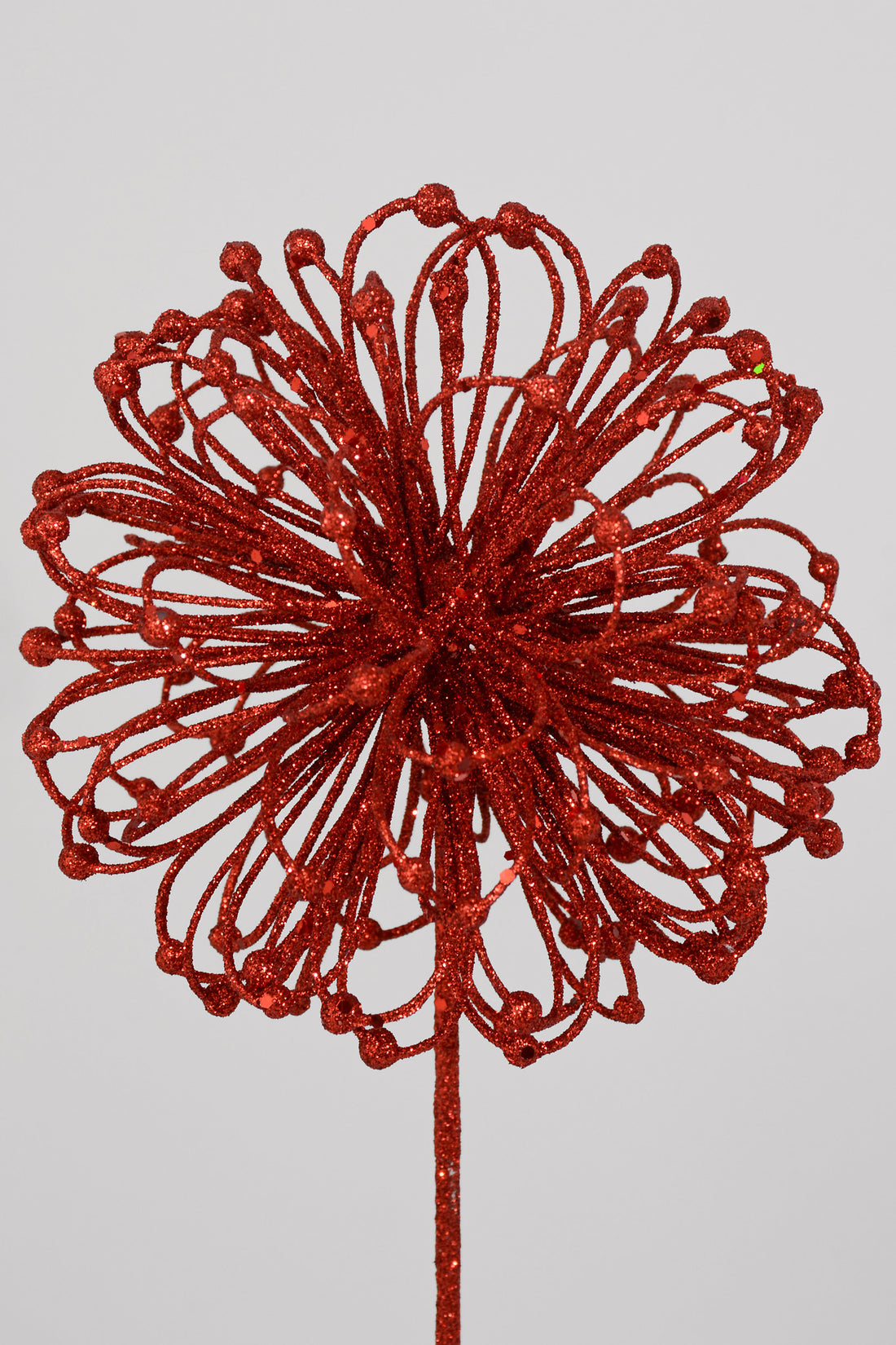 23" Glitter Flower Ball Spray Red