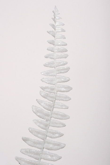 25" Glittered Fern Spray White
