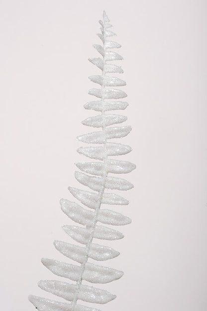 25" Glittered Fern Spray White
