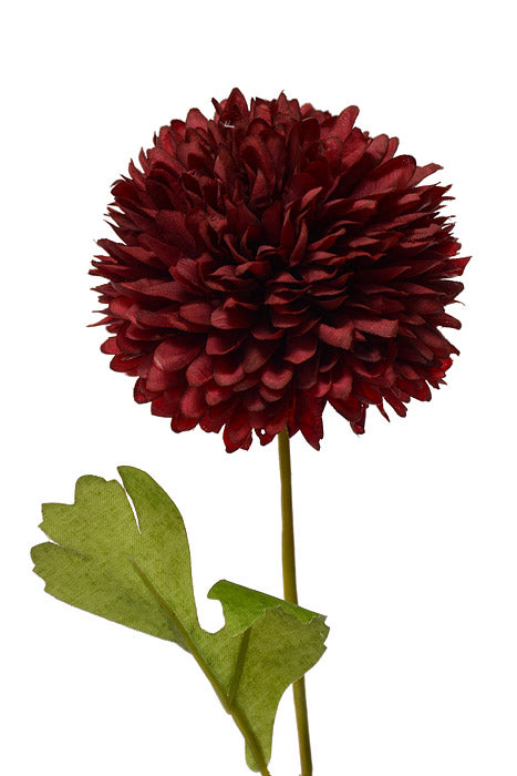 28.5" Silk Pompon Mum Spray Burgundy