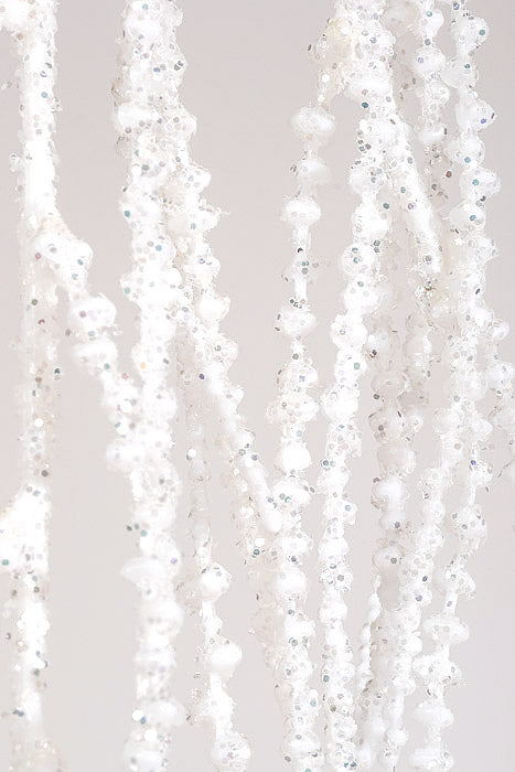 44" Glittered Bead Hanging Spray White