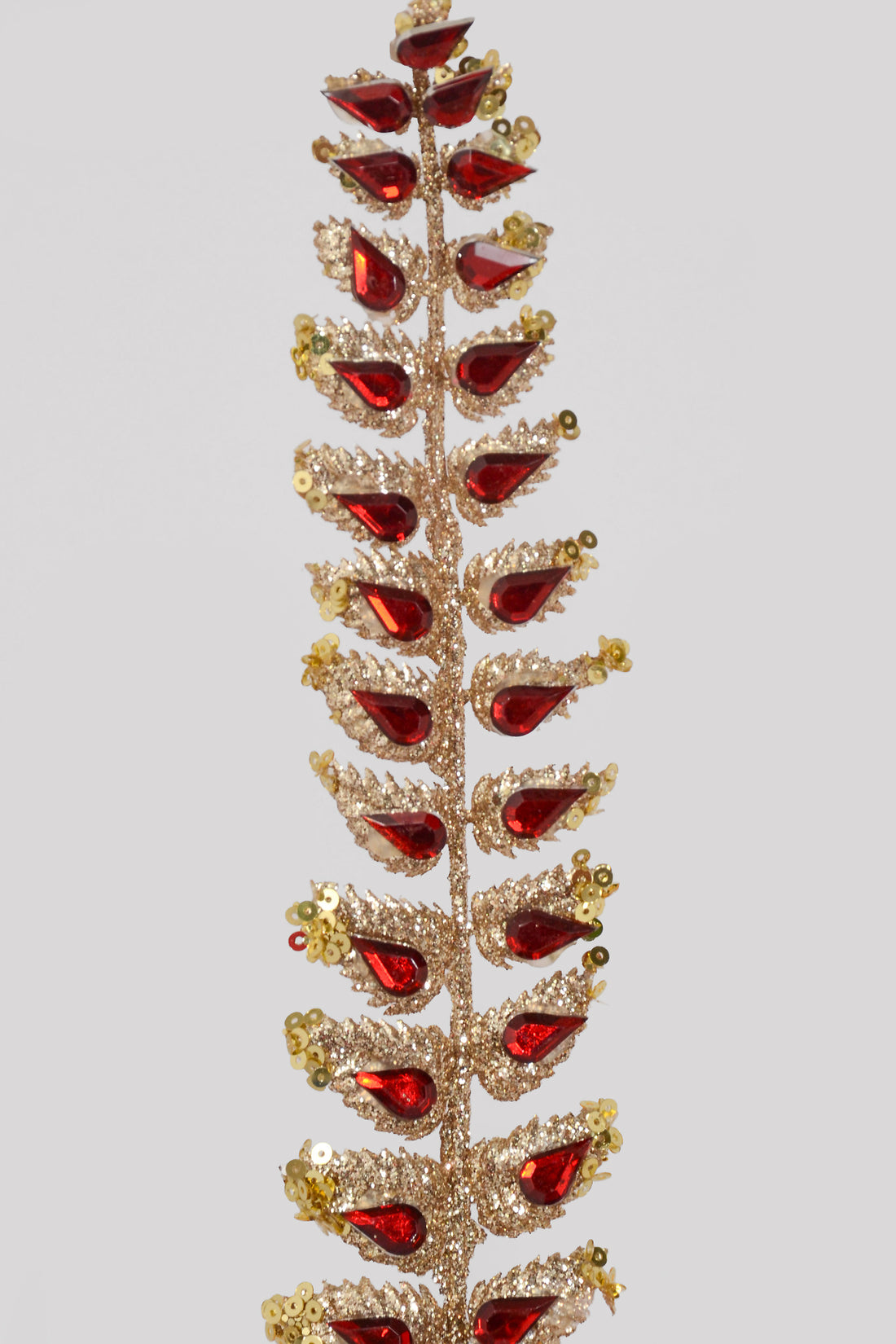 34.5" Glittered Rhinestone Mini Leaf Spray Red