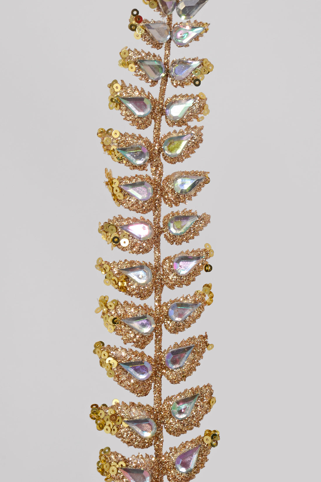 34.5" Glittered Rhinestone Mini Leaf Spray Iridescent/Gold