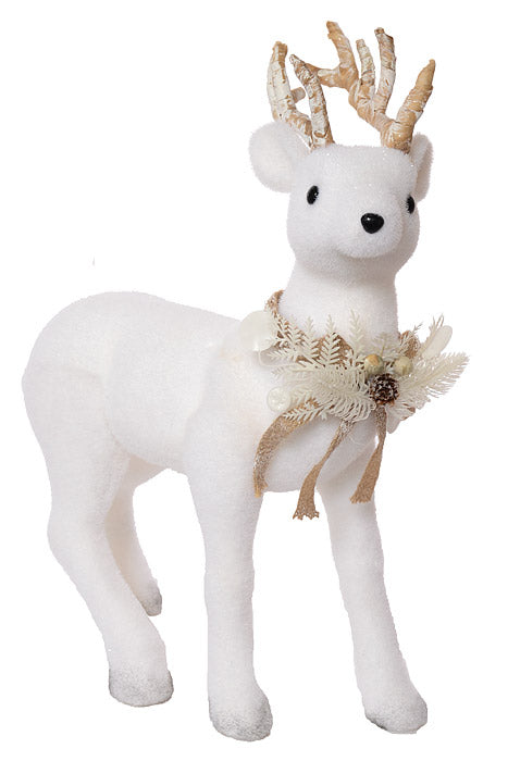 19" Reindeer With Pine Necklace White