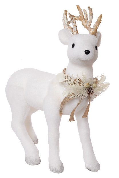 19" Reindeer With Pine Necklace White