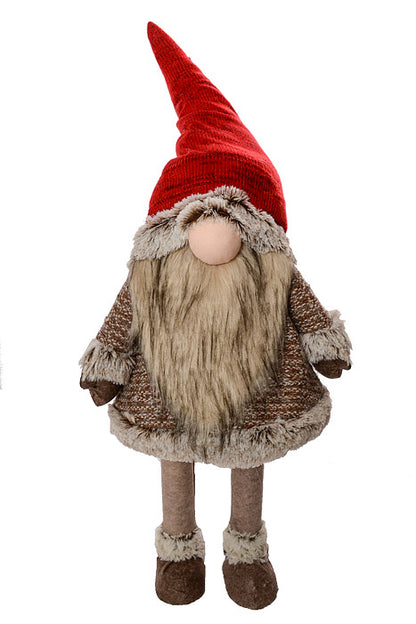36" Standing Gnome With Retractable Legs Red/Brown