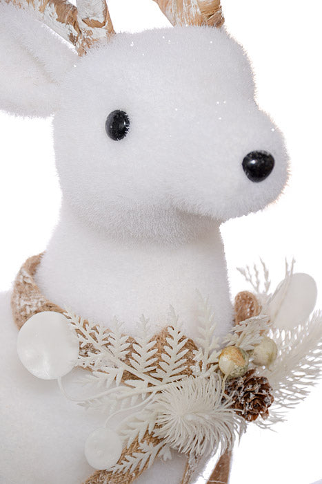 19" Reindeer With Pine Necklace White