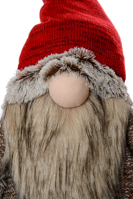 36" Standing Gnome With Retractable Legs Red/Brown