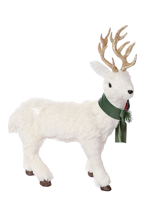 18.25" Reindeer With Pinecone Necklace White