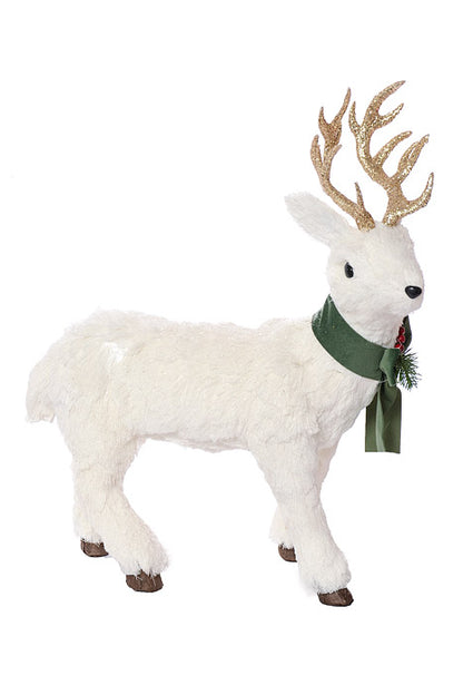 18.25" Reindeer With Pinecone Necklace White
