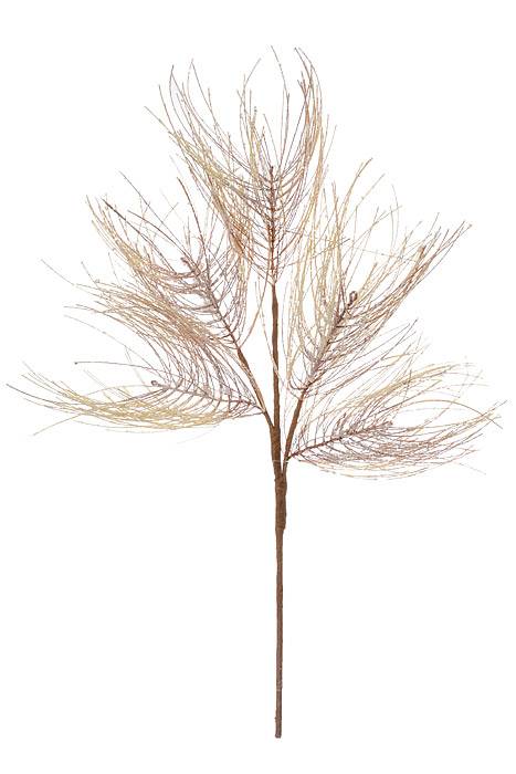 27" Glitter Iced Pine Spray Brown Cream
