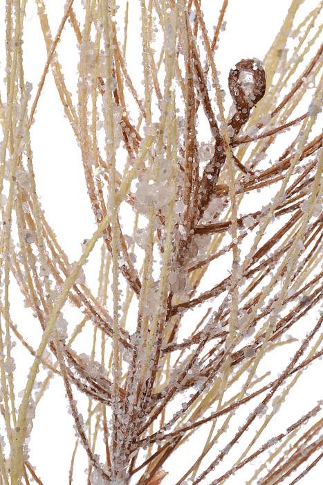 27" Glitter Iced Pine Spray Brown Cream