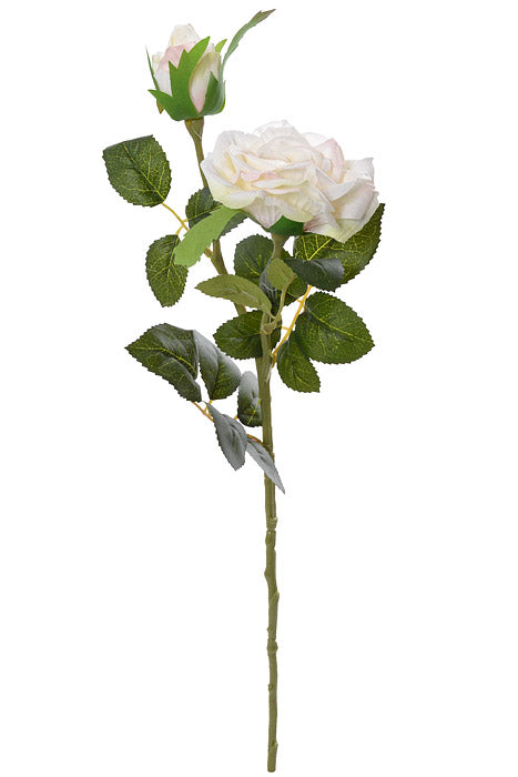 18" Silk Rose Spray Cream/White
