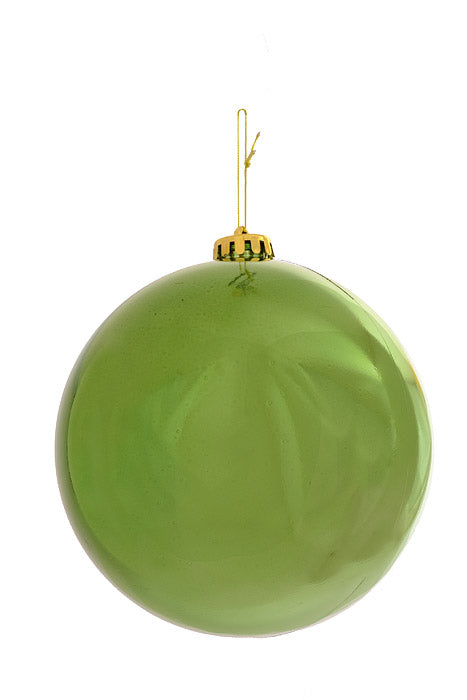 150Mm Shiny Plastic Ball Ornament Apple Green