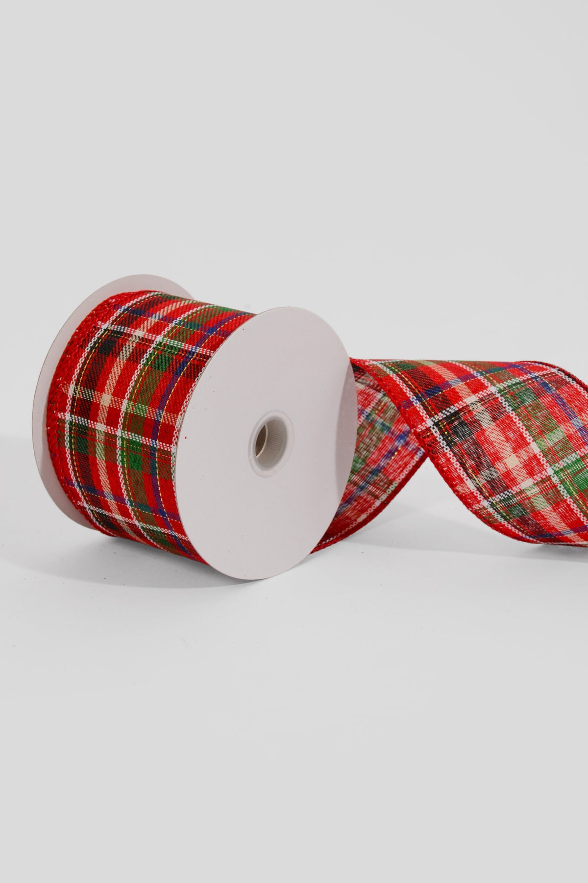 2.5" x 10Yds Wired Laurel Homespun Plaid Ribbon Red/Green/Blue