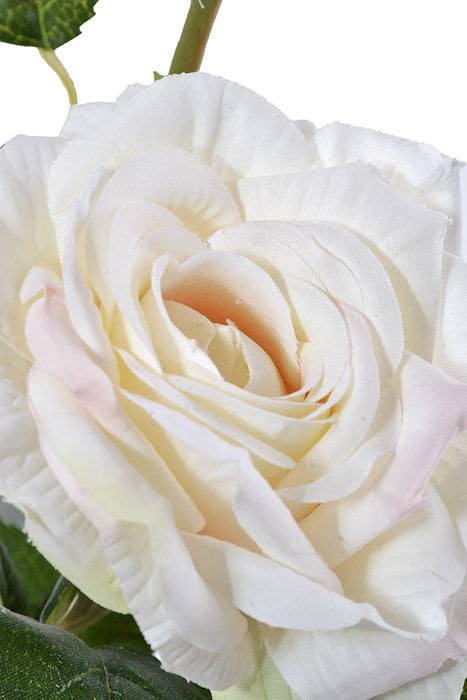 18" Silk Rose Spray Cream/White