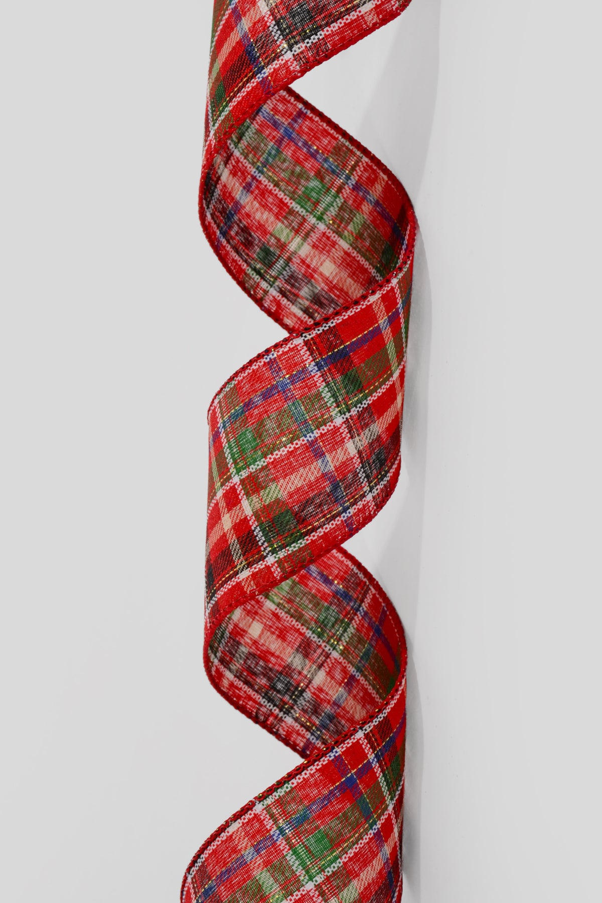 2.5" x 10Yds Wired Laurel Homespun Plaid Ribbon Red/Green/Blue