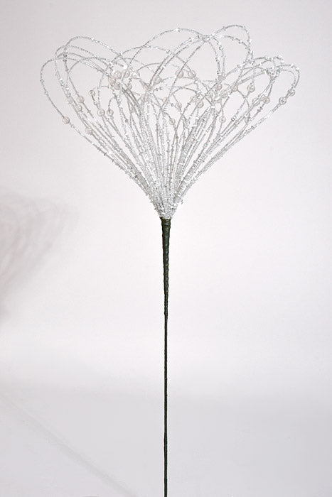 20" Beaded Jewel Flower Burst Stem Silver