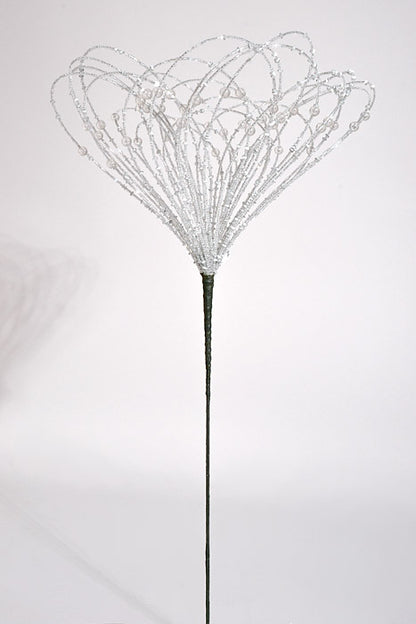 20" Beaded Jewel Flower Burst Stem Silver