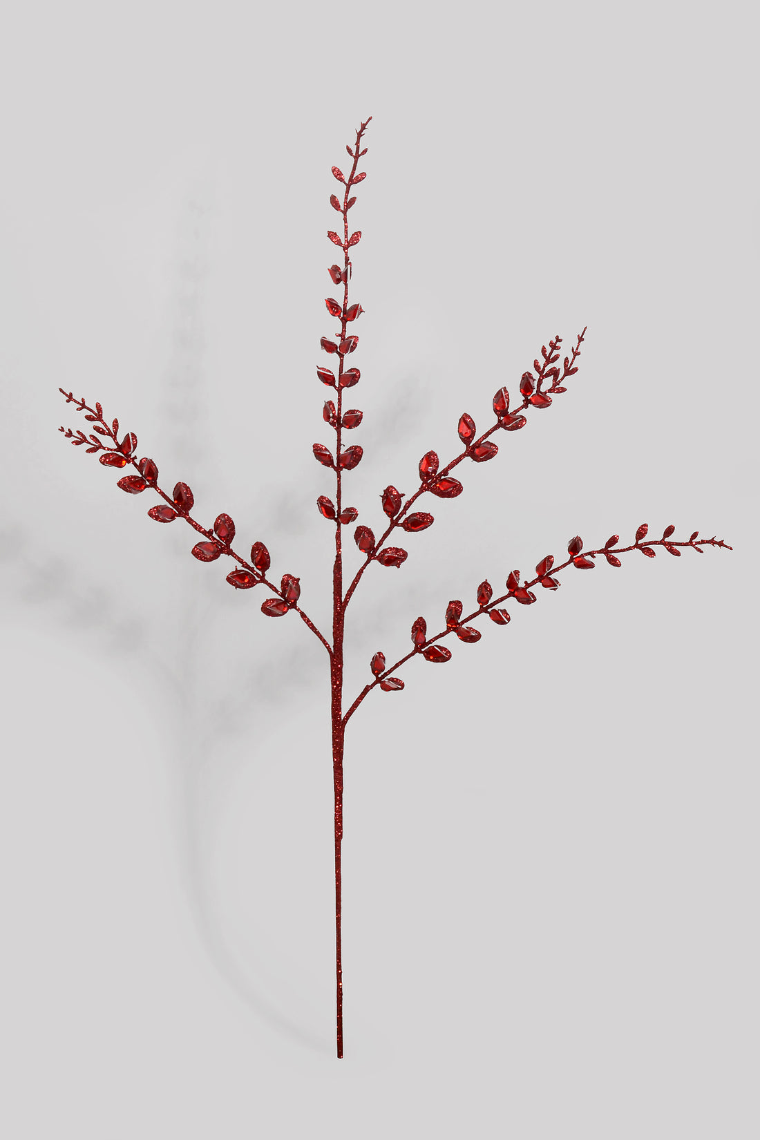 22" Glitter Rhinestone Mini Leaf Spray Red