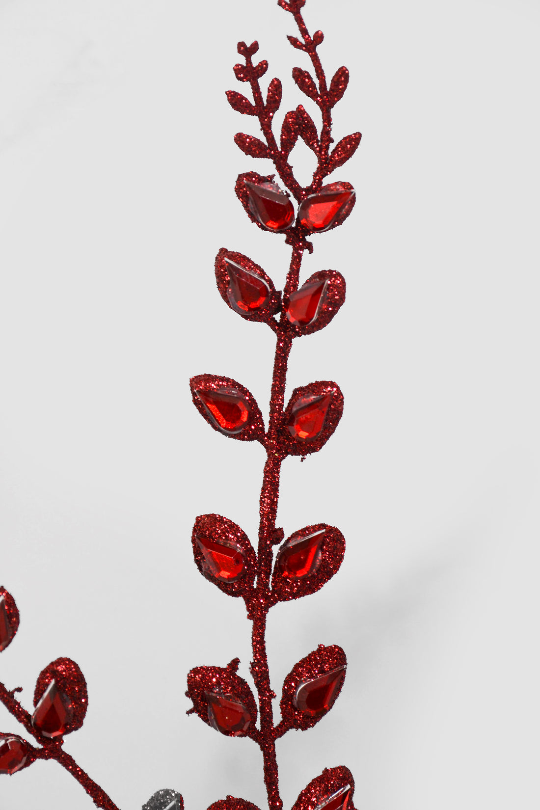 22" Glitter Rhinestone Mini Leaf Spray Red