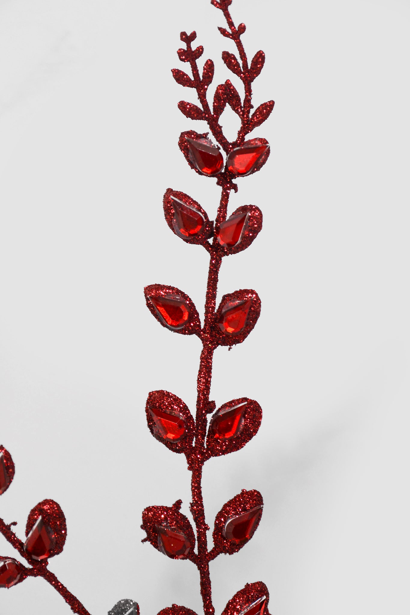 22" Glitter Rhinestone Mini Leaf Spray Red